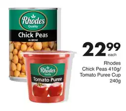 Save Rhodes Chick Peas/ Tomato Puree Cup offer