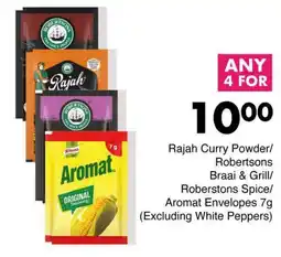 Save Rajah Curry Powder/ Robertsons Braai & Grill/ Roberstons Spice/ Aromat Envelopes offer