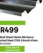 Leroy Merlin Roof Sheet Metal IBR Galvanized Steel Z150 3.6m X 0.47mm 81424001 offer