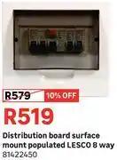 Leroy Merlin Lesco 8 Way Surface Mount Populated Distribution Board 81422450 offer