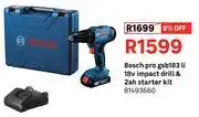 Leroy Merlin Bosch Pro GSB183 Li 18V Impact Drill & 2Ah Starter Kit 81493660 offer