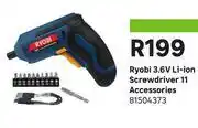 Leroy Merlin Ryobi 3.6V Li-Ion Screwdriver 11 Accessories 81504373 offer