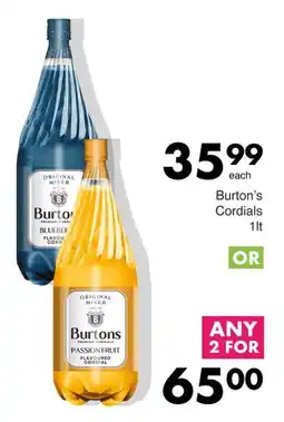 Save Burton's Cordials offer