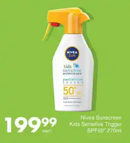 Save Nivea Sunscreen Kids Sensitive Trigger SPF50 offer