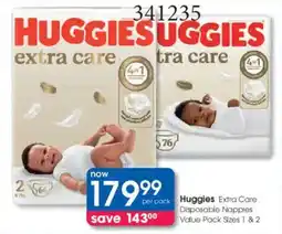 Clicks Huggies Extra Care Disposable Nappies Value Pack offer
