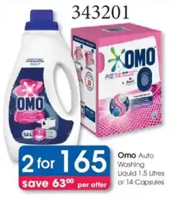 Clicks Omo Auto Washing Liquid or Capsules offer