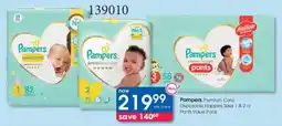 Clicks Pampers Premium Care Disposable Nappies or Pants Value Pack offer