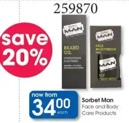 Clicks Sorbet Man Face and Body Care Products offer