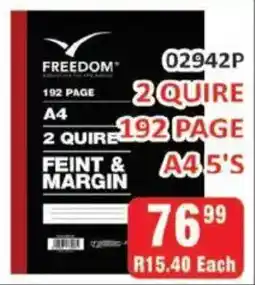 KitKat Cash and Carry Freedom A4 2 quire feint & margin 192 page offer