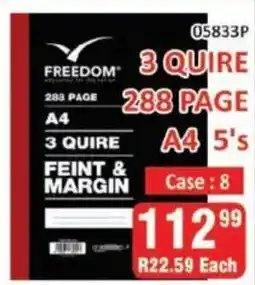 KitKat Cash and Carry Freedom 3 quire feint & margin 288 page offer