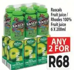 Supa Store Rascals Fruit juice/ Rhodes 100% Fruit juice offer