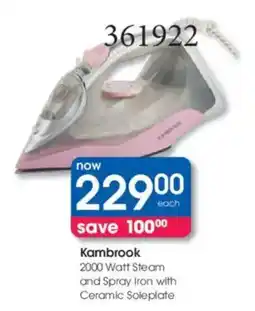 Clicks Kambrook 2000 Watt Steam and Spray Iron with Ceramic Soleplate offer