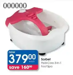 Clicks Sorbet Pedi-Care 3-in-1 Foot Spa offer
