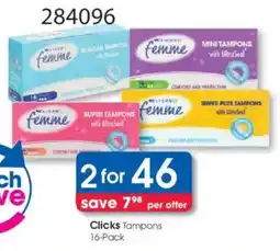 Clicks Clicks Tampons offer