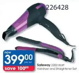 Clicks Safeway 2200 Watt Hairdryer and Straightener Set offer