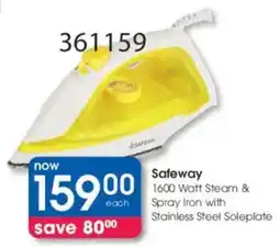 Clicks Safeway 1600 Watt Steam & Spray Iron with Stainless Steel Soleplate offer