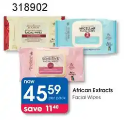 Clicks African Extracts Facial Wipes offer