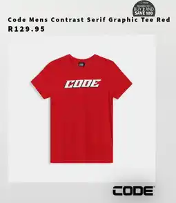 Tekkie Town Code Mens Contrast Serif Graphic Tee Red offer