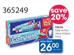 Clicks Clicks Triple Action Value Added Pack offer