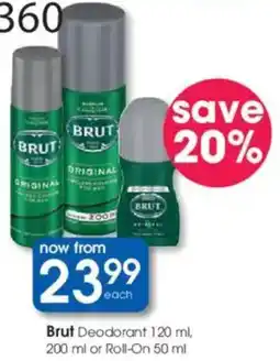 Clicks Brut Deodorant or Roll-On offer