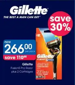 Clicks Gillette Fusion 5 Pro Razor plus 2 Cartridges offer