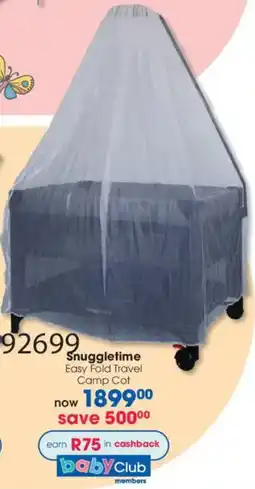 Clicks Snuggletime Easy Fold Travel Camp Cot offer