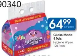 Clicks Clicks Made 4 Tots Hygiene Wipes offer