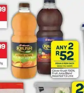 Pick n Pay Clover krush 100% fruit juice 2 offer