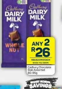 Pick n Pay Cadbury chocolate slabs 2 offer