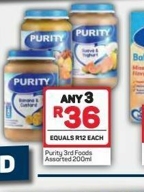 Pick n Pay Purity baby food 3 offer