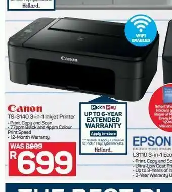 Pick n Pay Hypermarket Canon printer offer