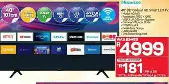 Hisense 40" smart full hd led tv