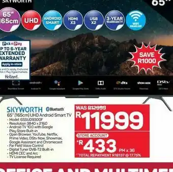 Pick n Pay Hypermarket Skyworth 65" uhd android smart tv offer