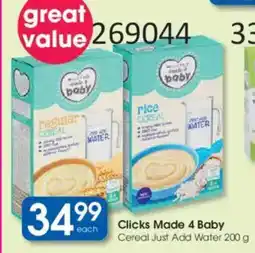 Clicks Clicks Made 4 Baby Cereal Just Add Water offer