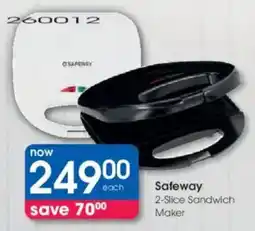 Clicks Safeway 2-Slice Sandwich Maker offer