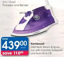 Clicks Kambrook 2600 Watt Steam & Spray Iron with Ceramic Soleplate and Auto Shut-Off offer