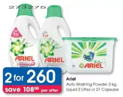 Clicks Ariel Auto Washing Powder, Liquid or Capsules offer