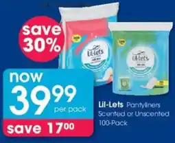 Clicks Lil-Lets Pantyliners Scented or Unscented offer