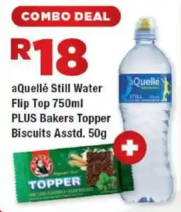 OK Express aQuellé Still Water Flip Top plus Bakers Topper Biscuits offer