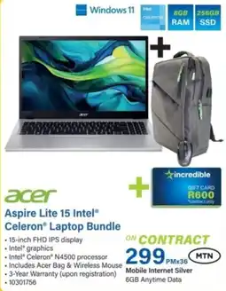 Incredible Connection Acer Aspire Lite 15 Intel Celeron Laptop Bundle offer