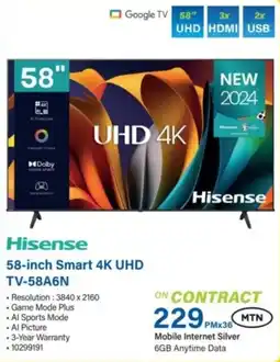 Incredible Connection Hisense 58-inch Smart 4K UHD TV-58A6N offer