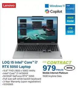 Incredible Connection Lenovo LOQ 15 Intel Core i7 RTX 5050 Laptop offer