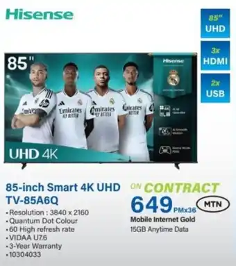 Hisense 85-inch Smart 4K UHD TV-85A6Q