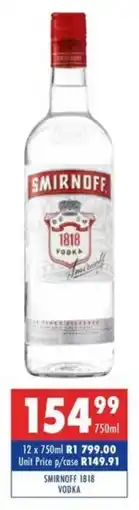 Ultra Liquors Smirnoff 1818 vodka offer