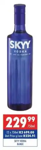 Ultra Liquors Skyy vodka range offer