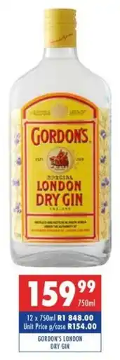 Ultra Liquors Gordon's london dry gin offer