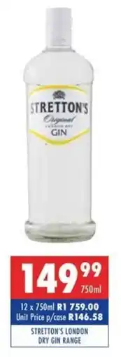 Ultra Liquors Stretton's london dry gin range offer