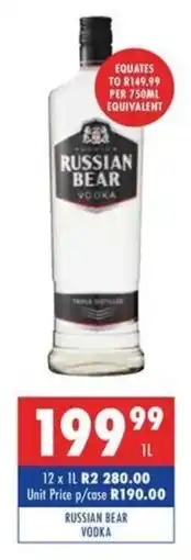 Ultra Liquors Russian bear vodka offer