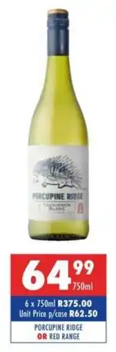 Ultra Liquors Porcupine ridge or red range offer