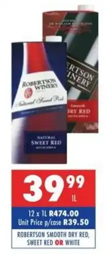 Ultra Liquors Robertson smooth dry red, sweet red or white offer